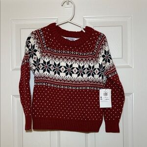 Old Navy Burgundy Fair Isle Knit Sweater
